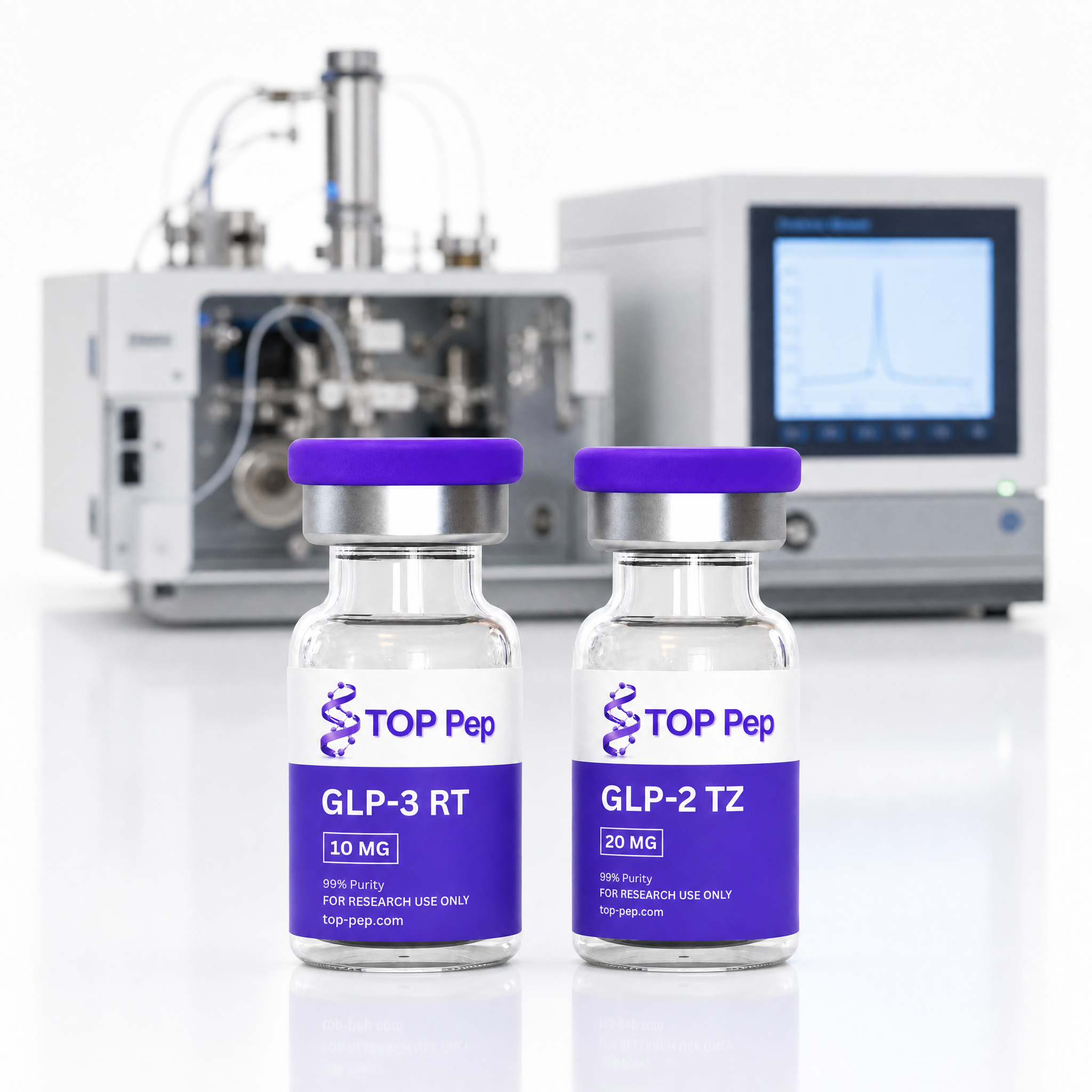 TOP Pep vials in front of an HPLC analyser